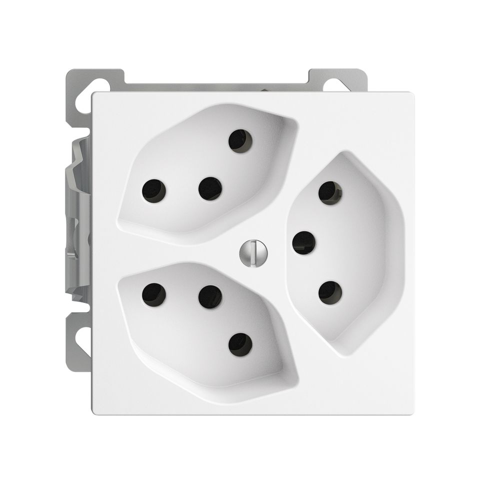 Prise AP EDIZIOdue 3×T13 blanc 3×S intér. pour combin.a.shutter