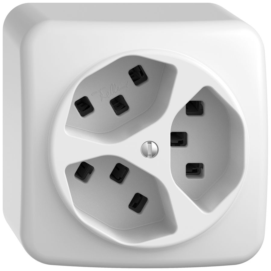 AP-Steckdose STANDARDdue SNAPFIX® 3×T23 ws