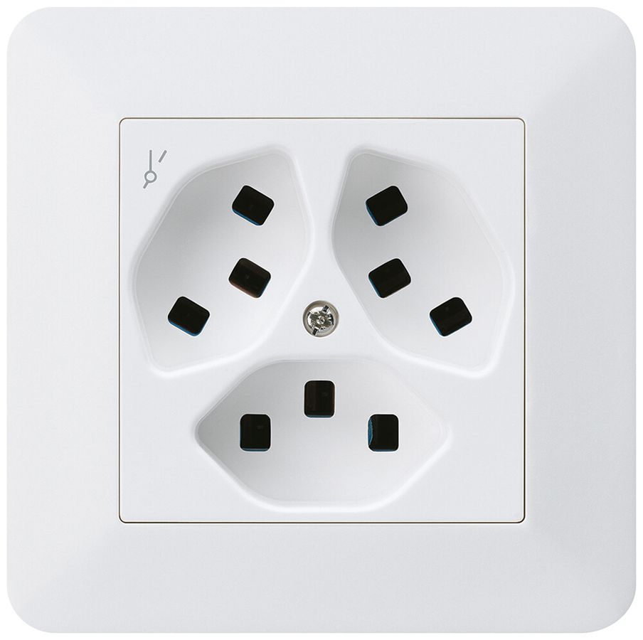 Prise ENC Hager kallysto.trend 3×T23 1×S C blanc ultra