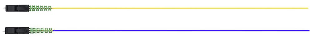 Pigtail-Set Huber+Suhner, LC/APC, 900µm G.657.A2, 2 Stück, 2m, gelb/blau