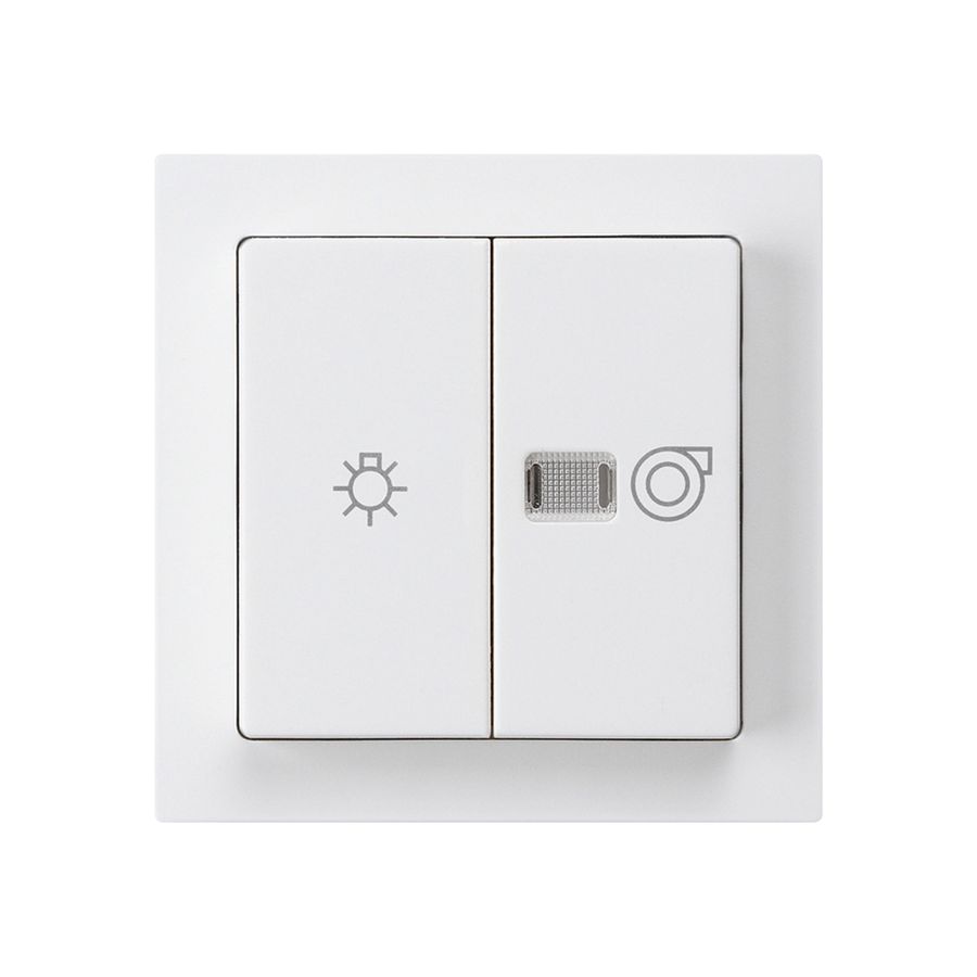 Frontset kallysto weiss 60×60mm mit Symbol Licht+Ventilation