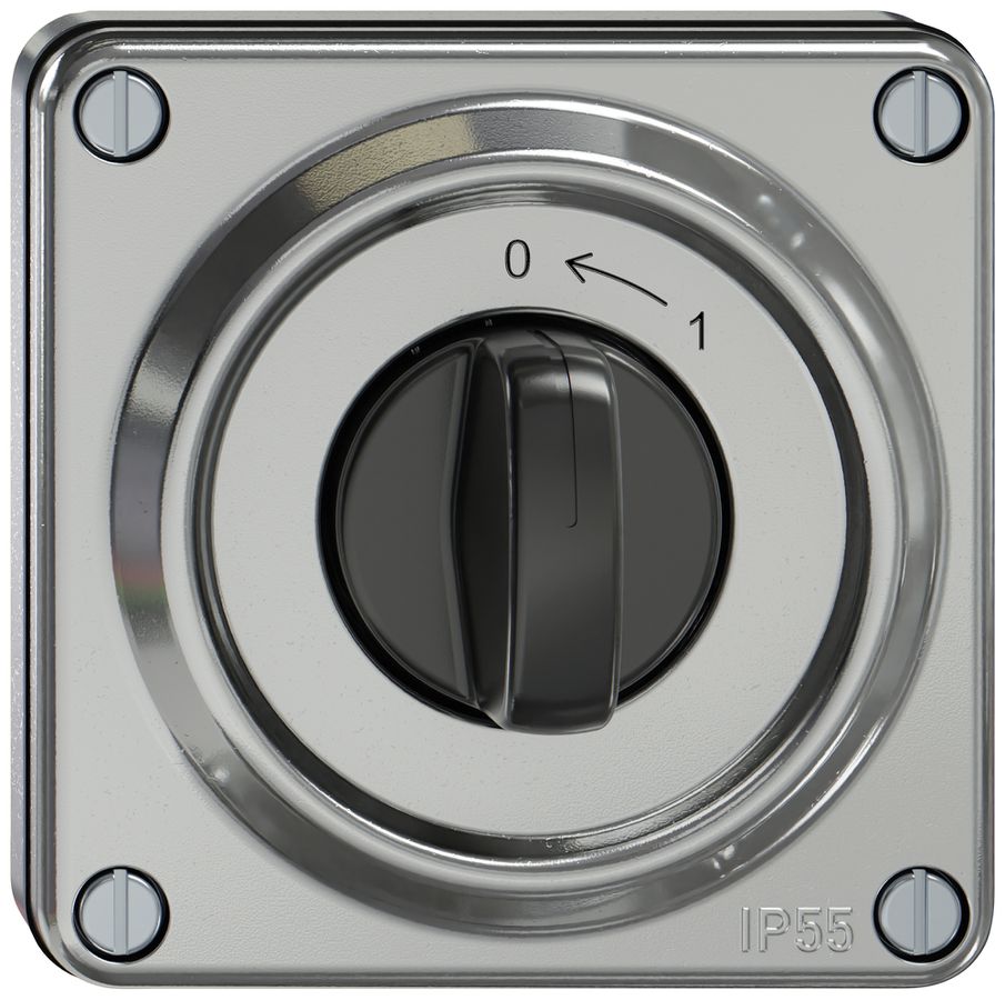 UP-Schwenktaster ELEMENT SNAPFIX® 1P 1S 16A 400V 0<-1 87×87×56mm aluminium