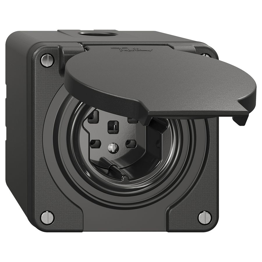 NAP-Steckdose NEVO, 1×T25, IP21, schwarz