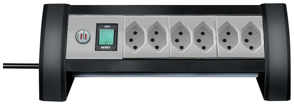 Prise multiple Premium-Office-Line interrupteur 6×T13 3m H05VV-F 3×1.5mm² no/grc