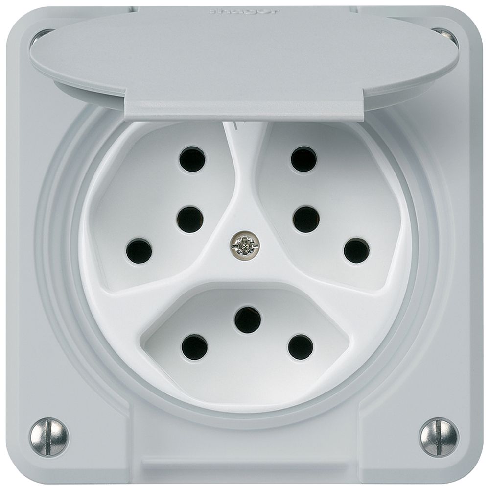 Prise ENC robusto 3×type 13/1 gris