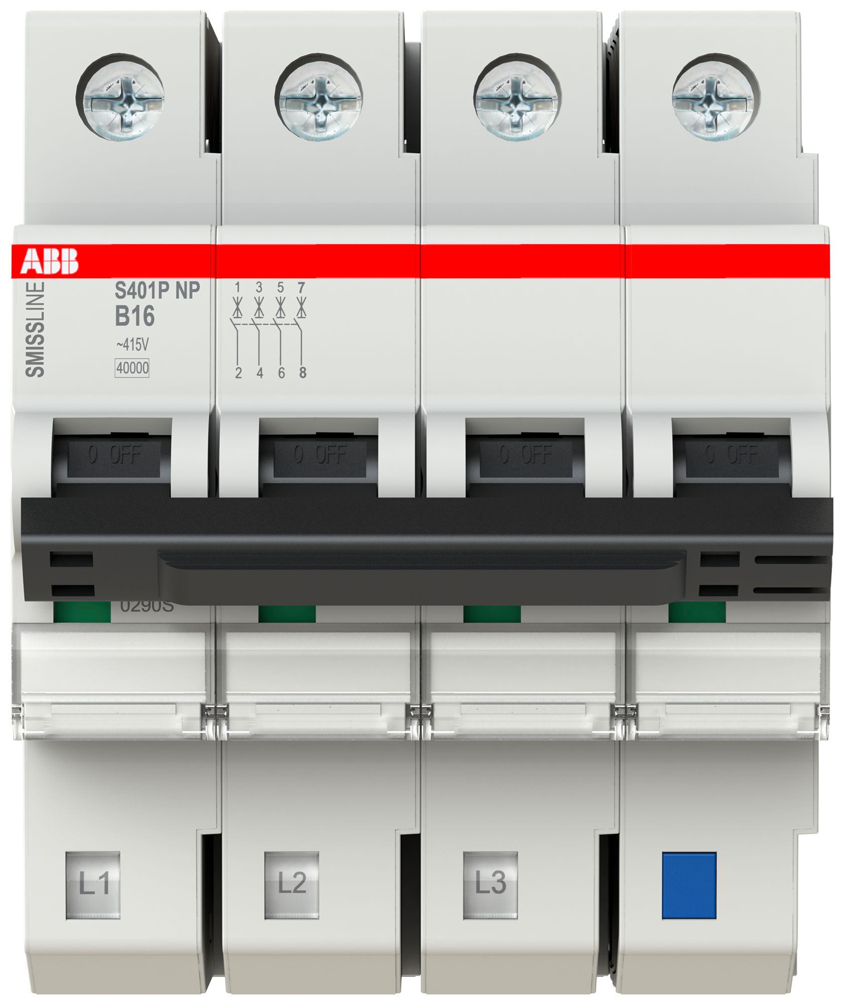 Leitungsschutzschalter SMISSLINE TP, 3LN, B, 16A, 40kA