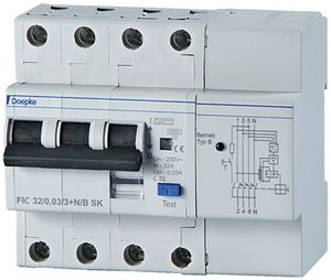 Fehlerstrom-/Leitungsschutzschalter Doepke FIC B SK 4L 32A 30mA 6kA