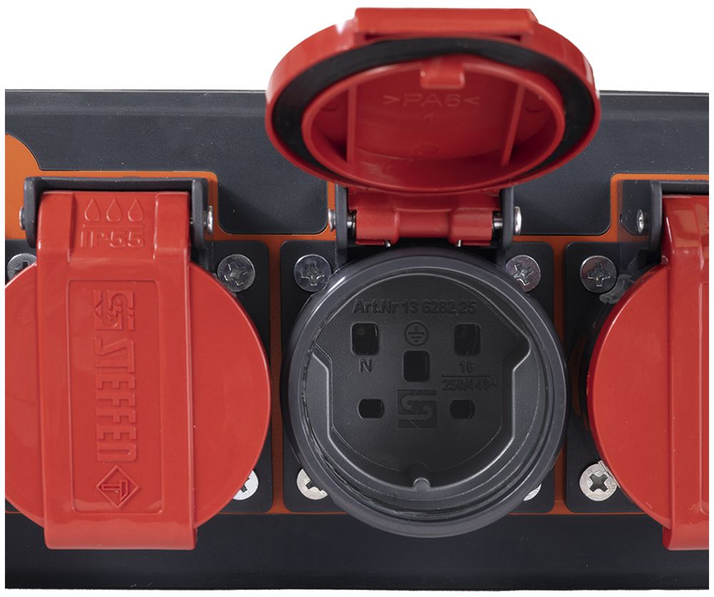 Prise multiple Steffen PROFESSIONAL 6×T25 5m noir