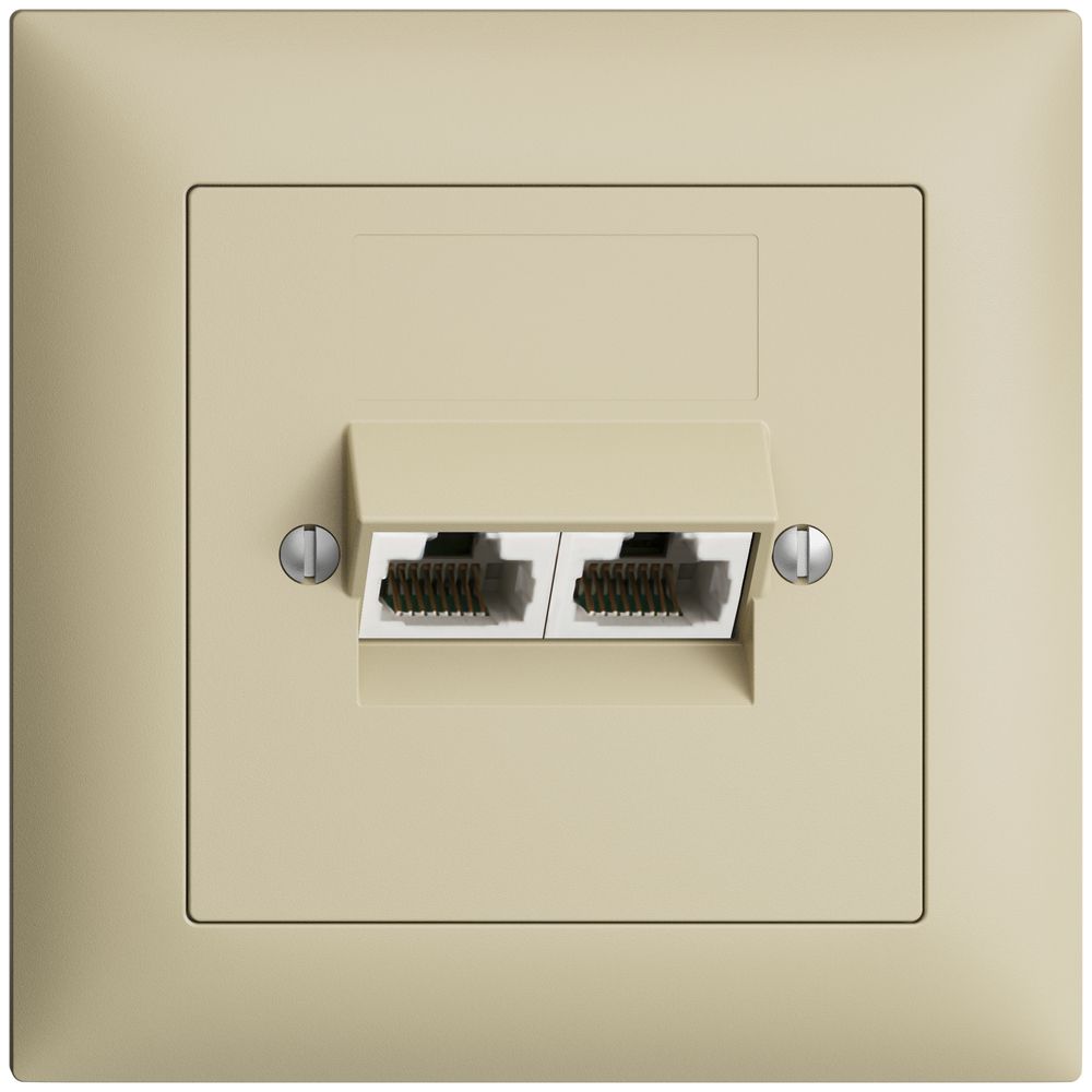 UP-Dose 2×RJ45/u 4P getr. EDIZIOdue vanille, ITplus