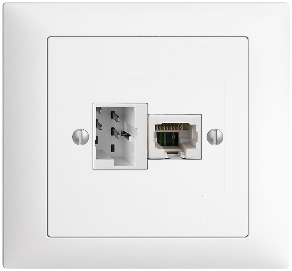 EB-Dose 1×T+T,1×RJ45/u 4P EDIZIOdue weiss ITplus ITM