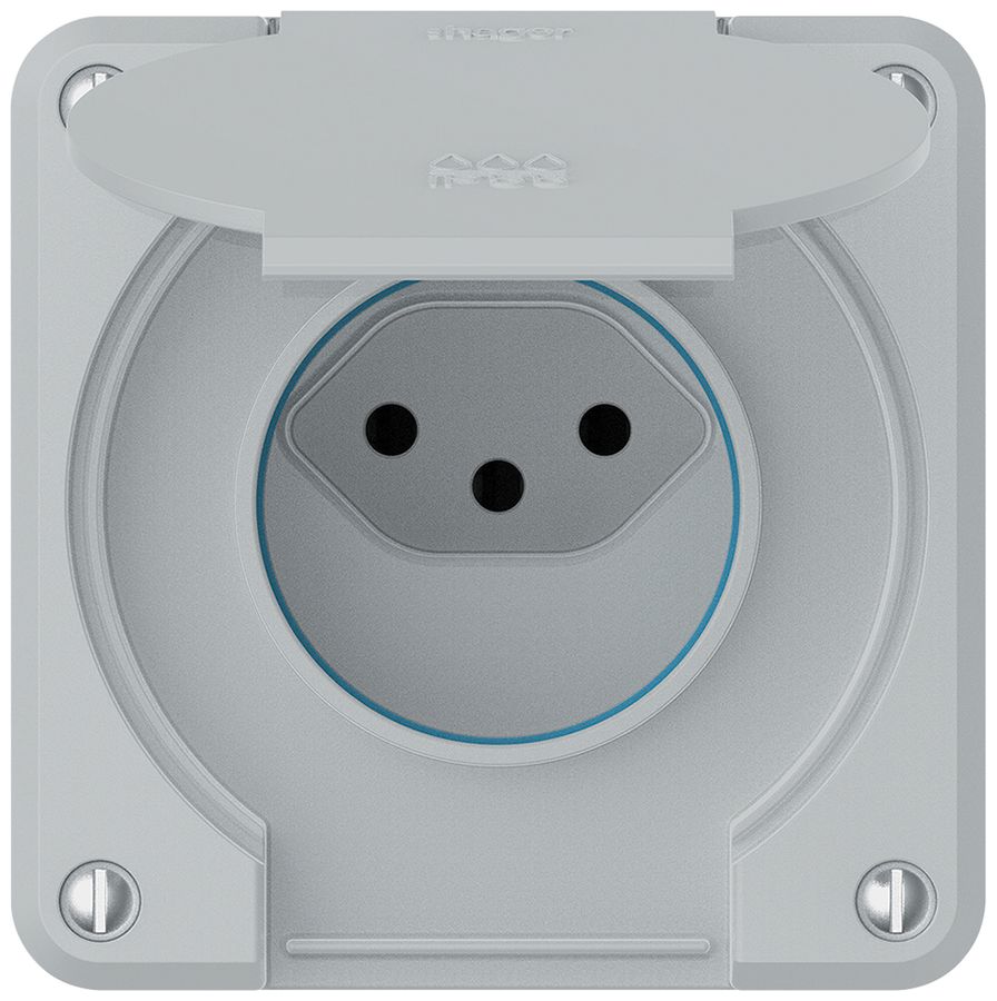 Presa INC robusto 1×tipo 13 IP55 grigio chiaro