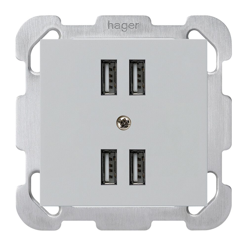 Presa INC 4×USB kallysto B 2400mA grigio chiaro