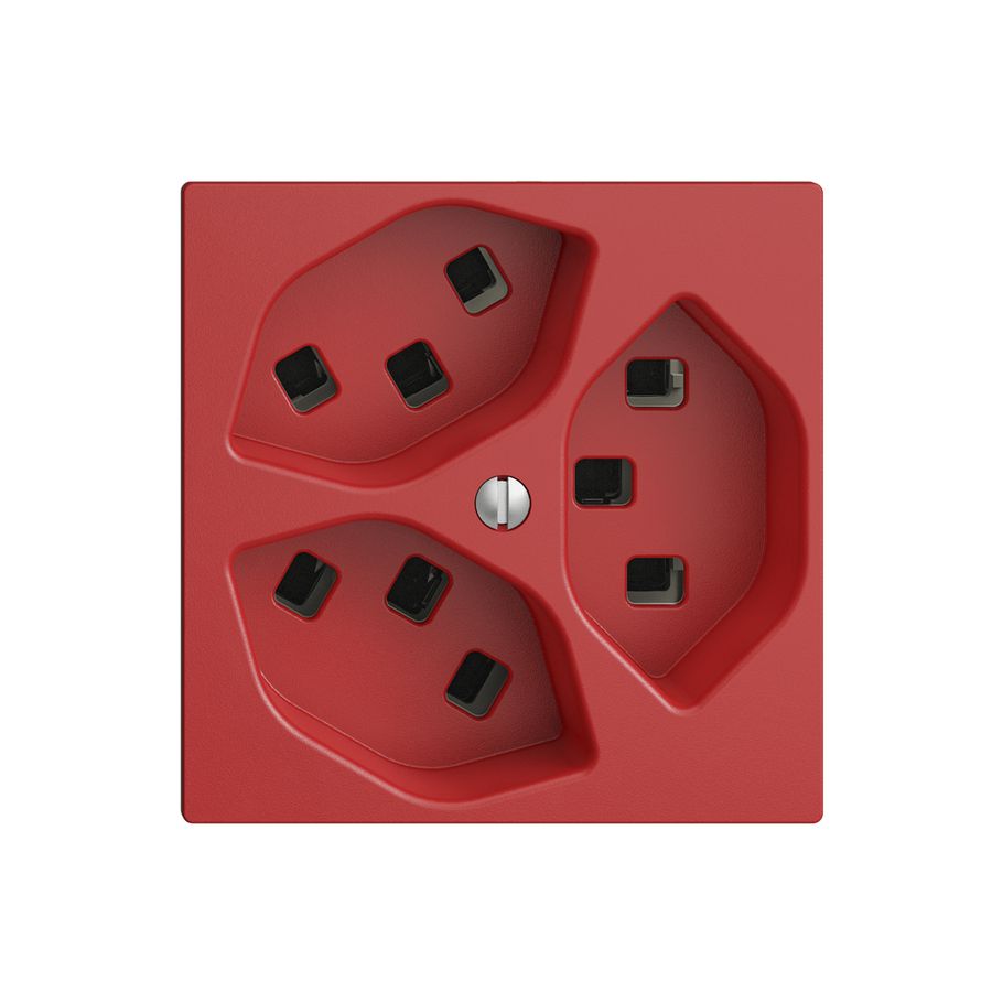 Steckdose EDIZIOdue 3×T23 berry 16A, mit Steckklemmen