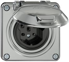 Steckdose ELEMENT SNAPFIX® 1×Typ 25 16A 440V mit Klappdeckel IP20 alu
