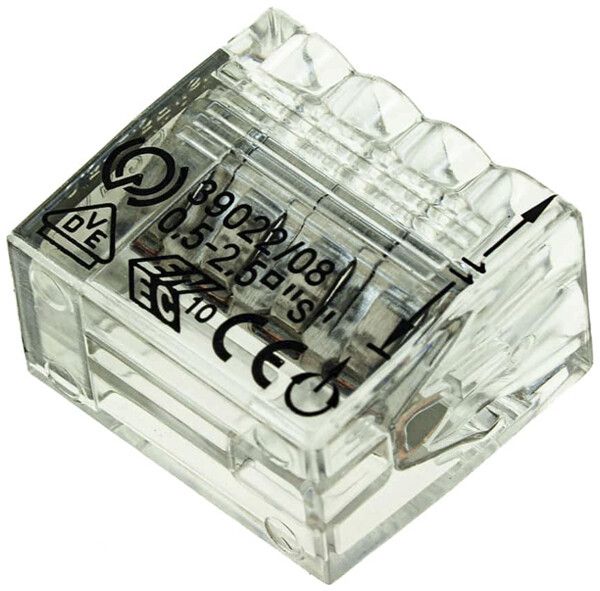 Morsetto di connessione Woertz 8P 0.5…2.5mm² grigio trasparente
