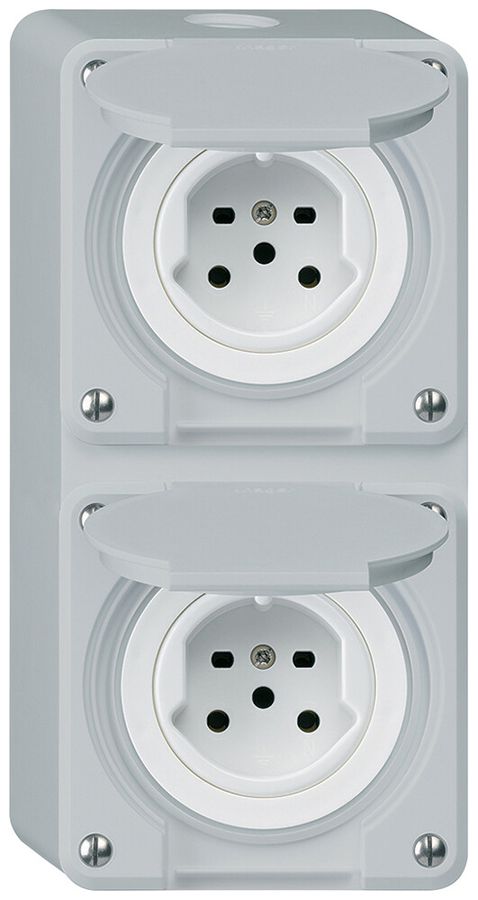 AP-Kombination Hager robusto I-I vertikal Typ 15+Typ 15, grau