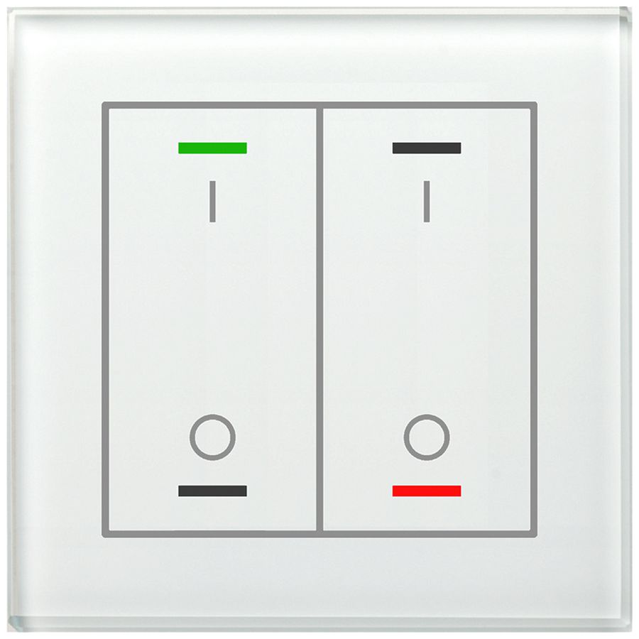 Poussoir KNX RGBW ENC MDT BE-GTL2TW.B1 2t/4a temp.verre blanc "I/O"