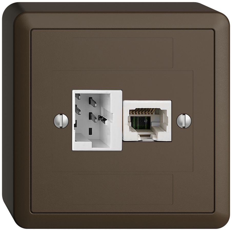 Presa AP 1×T+T,1×RJ45/u 4P EDIZIOdue ITplus ITM coffee