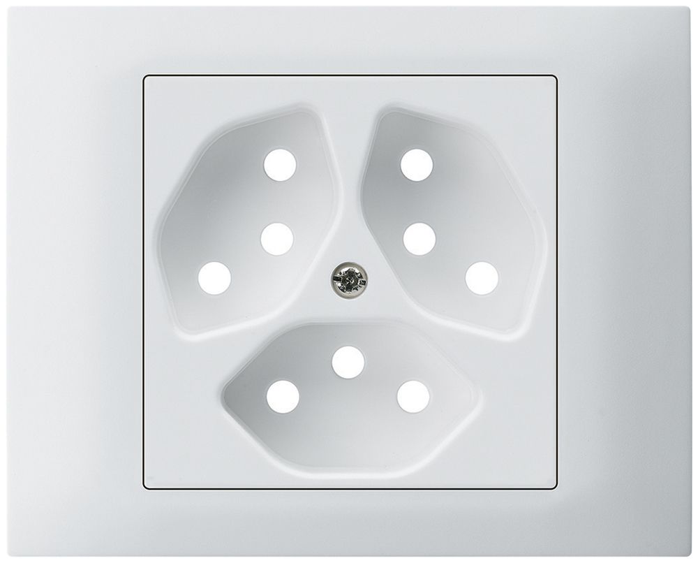 EB-Frontset kallysto f.Einbausteckdose G3 3×Typ 13 Abdeckrahmen schraubbar weiss