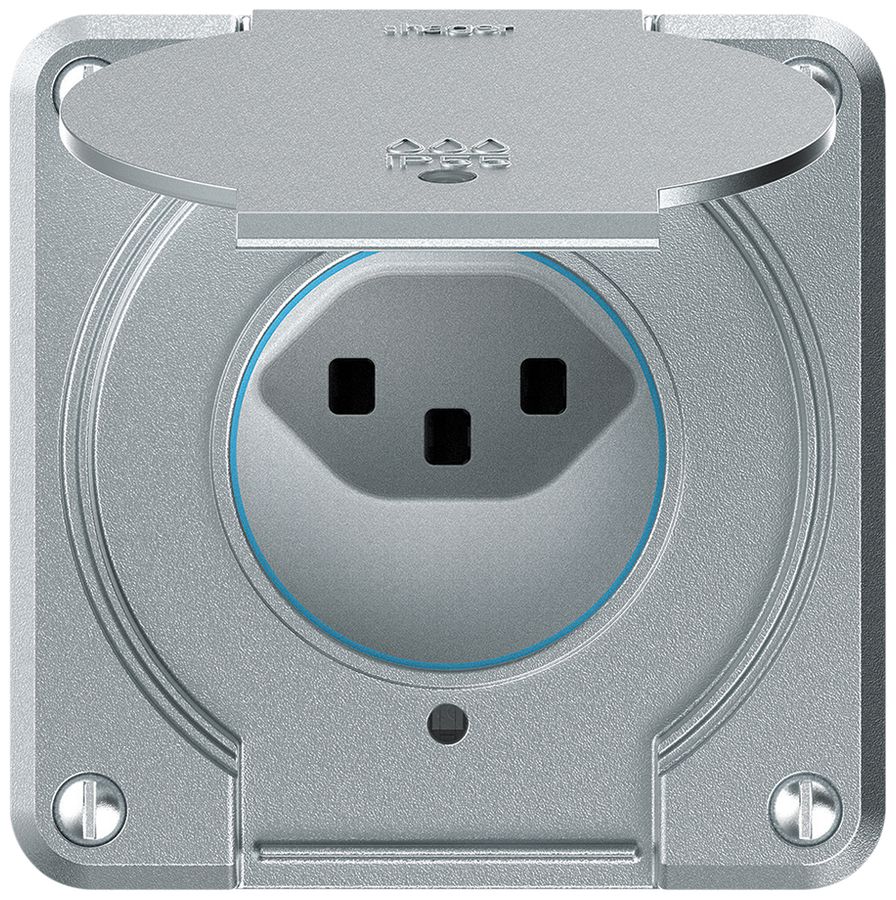 UP-Steckdose robusto 1×Typ 23 beleuchtet IP55 aluminium