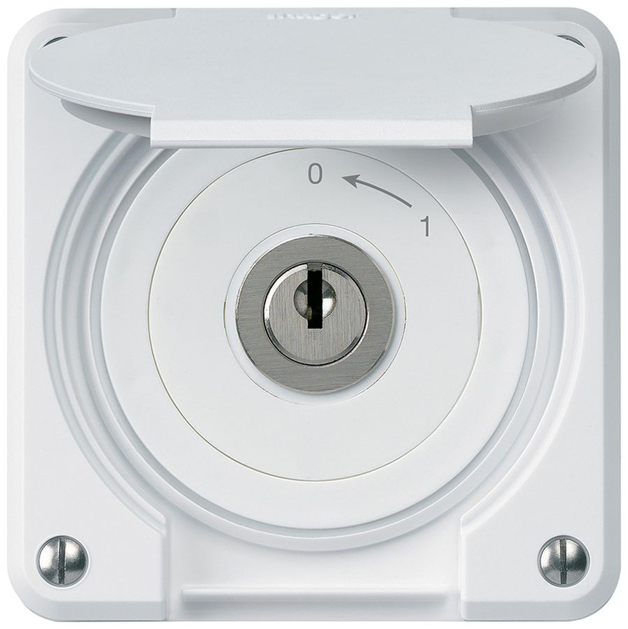 Contact pivotant à clé ENC robusto IP55 blanc avec clapet 1P pour combinaison