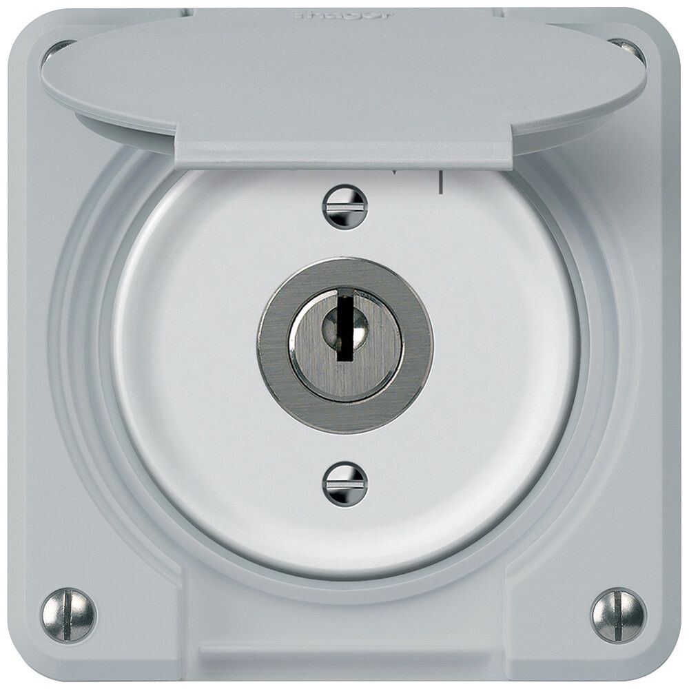 Schlüsselschwenktaster robusto 1P 1NO 20A 250V 86×86mm grau