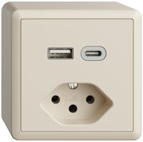 AP-Steckdose USB Typ A+C + Typ 13 Feller EDIZIOdue FX54 230V 3000mA crema