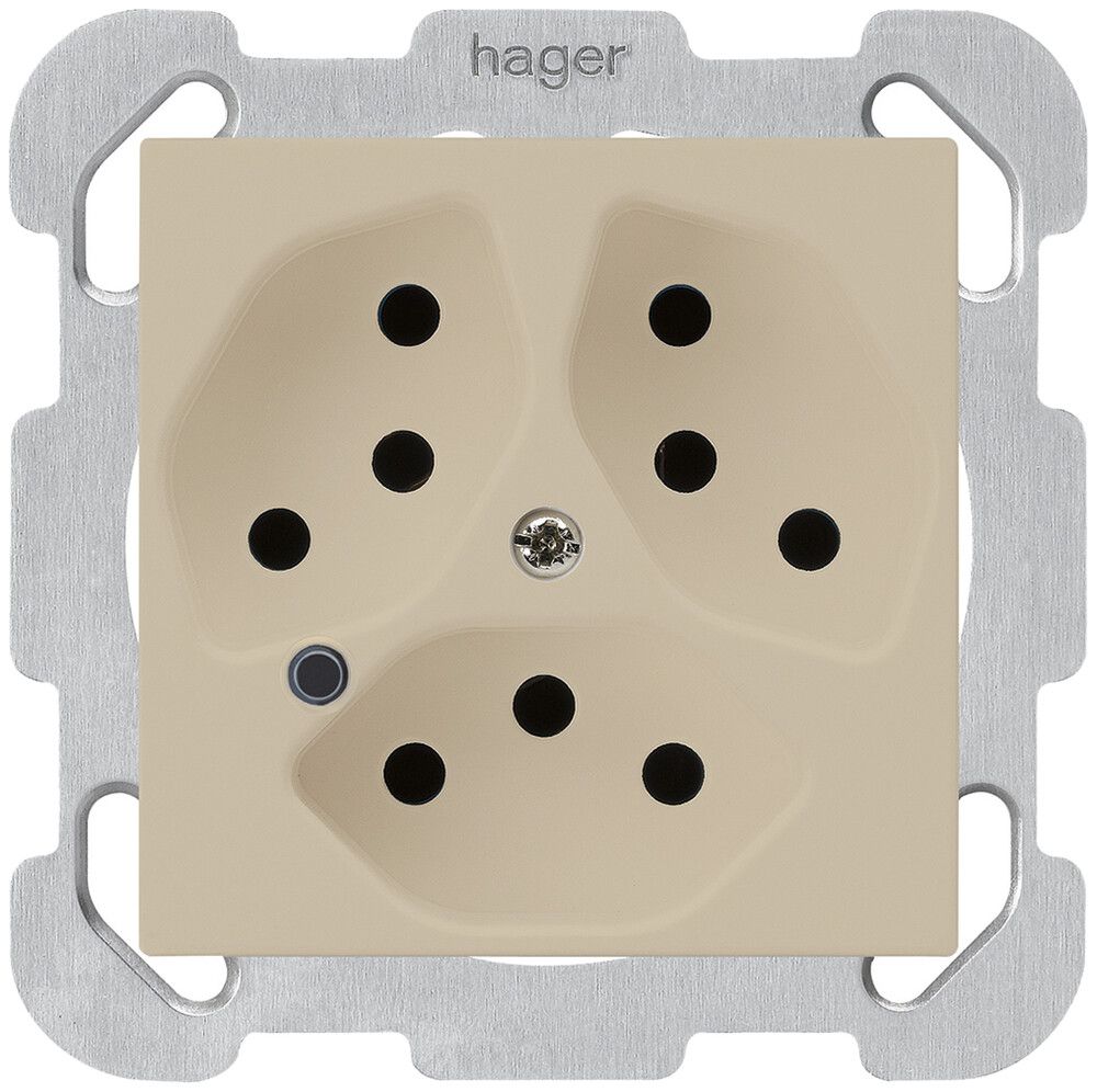 Presa INC Hager kallysto 3×T13 illuminato B beige