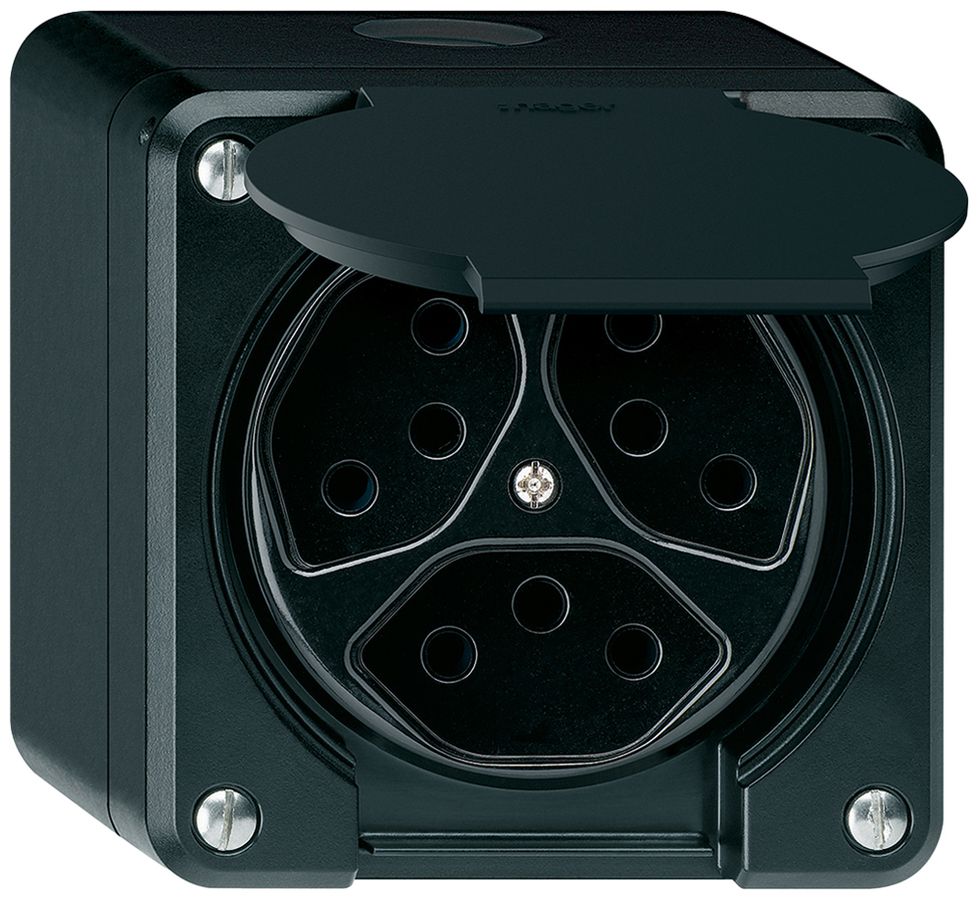 Presa AP robusto 3×tipo 13/1 nero