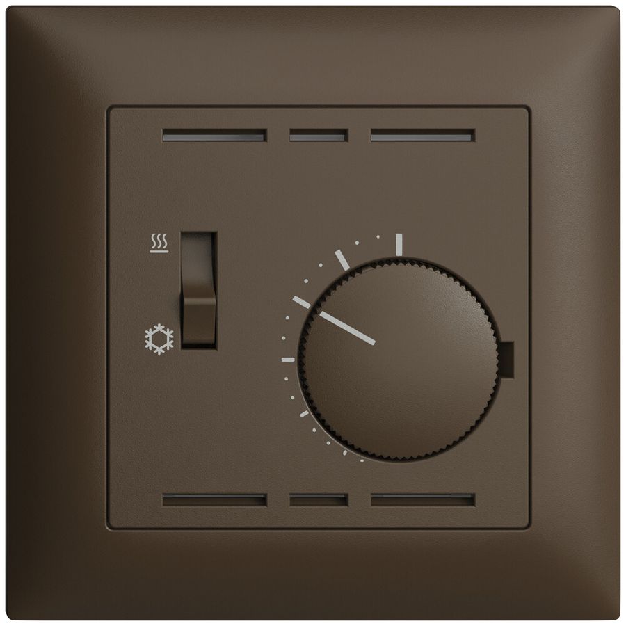 Thermostat ENC EDIZIOdue, a.interrupteur chauff./refr., 88×88mm, coffee