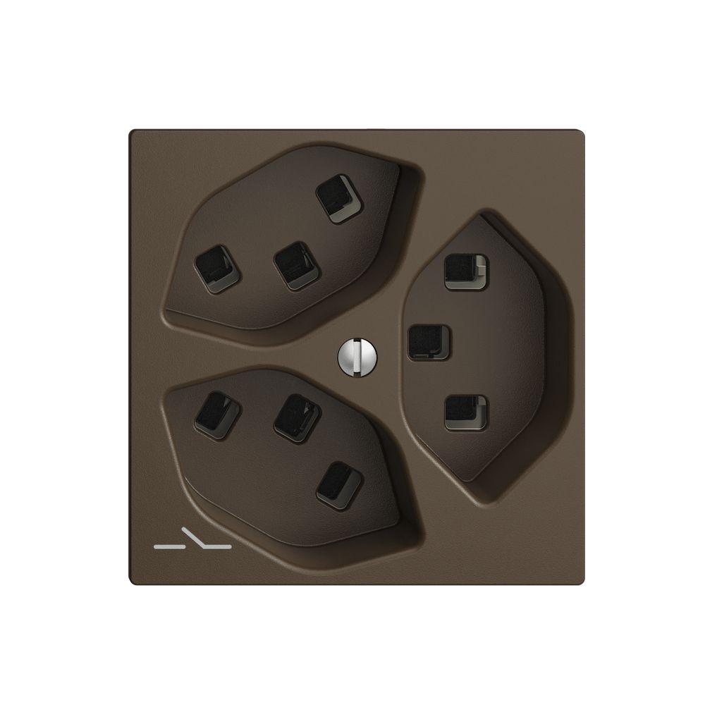 Steckdose 3×T23 Feller EDIZIOdue F, 1×getrennt, Steckklemmen, coffee