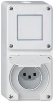 AP-Kombination robusto 2×1, Schalter Schema 3/Steckdose T23 IP55 weiss