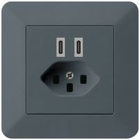 UP-USB-Ladesteckdose Hager kallysto.trend C-C 20W+T23 5V 94×94mm anthrazit