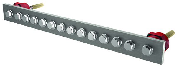 Barre compensation de potentiel Flury PA 20, inox A2, 1-rang 310×30×6mm, 12×M6