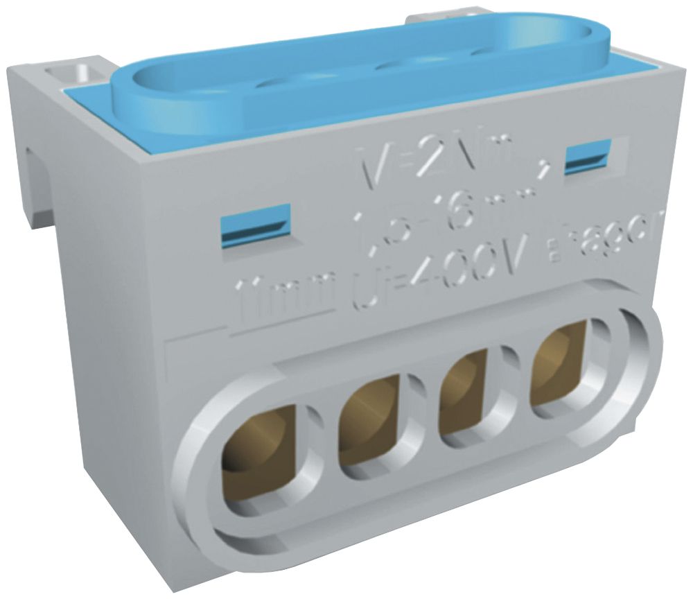 Neutralleiterklemme Hager gamma 4-fach blau