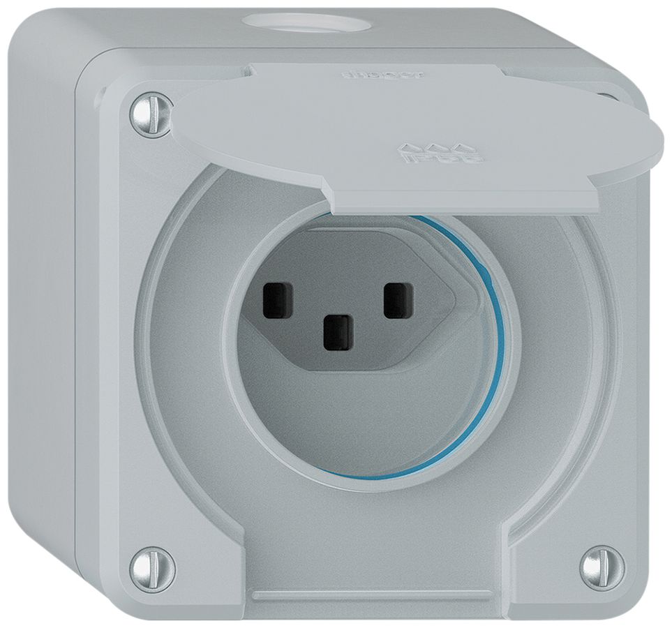 AP-Steckdose robusto 1×Typ 23 IP55 hellgrau