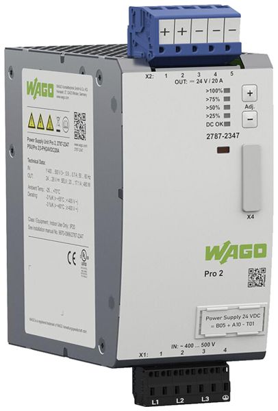 EB-Stromversorgung WAGO Pro 2 340…550V 480…780V 24…28V 20A 480W 4TE