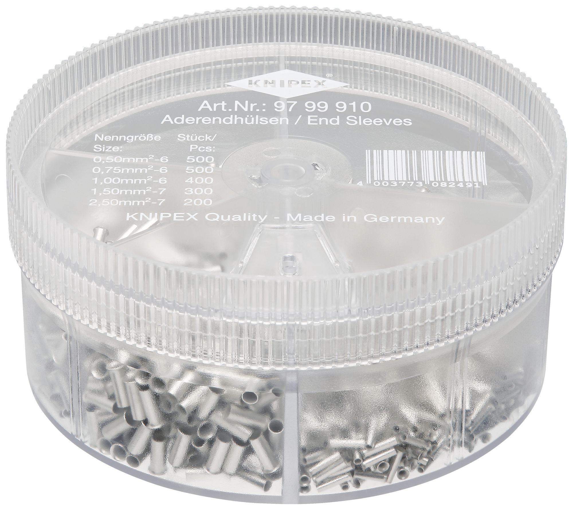 Sortiment Aderendhülse KNIPEX mit unisolierten Aderendhülsen 1900 Stück