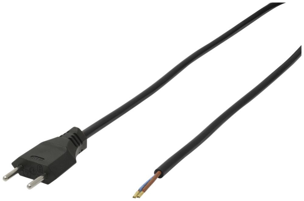 Cavo d'apparecchio Gd 2×1mm² 5m nero spina T11