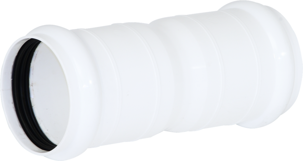 Doppelsteckmuffe 112/100 schwarz mit Sicke und Dichtungen KRDM