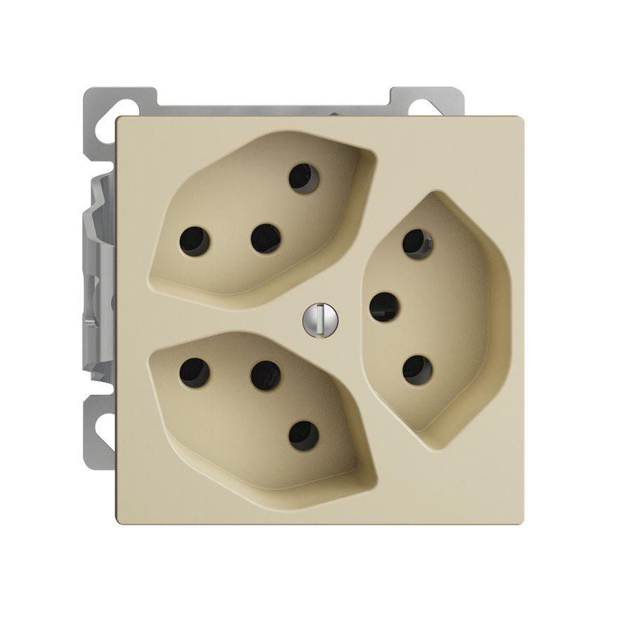 AP-Steckdose EDIZIOdue 3×T13 3×S Kombi-Einsatz mit Shutter vanille