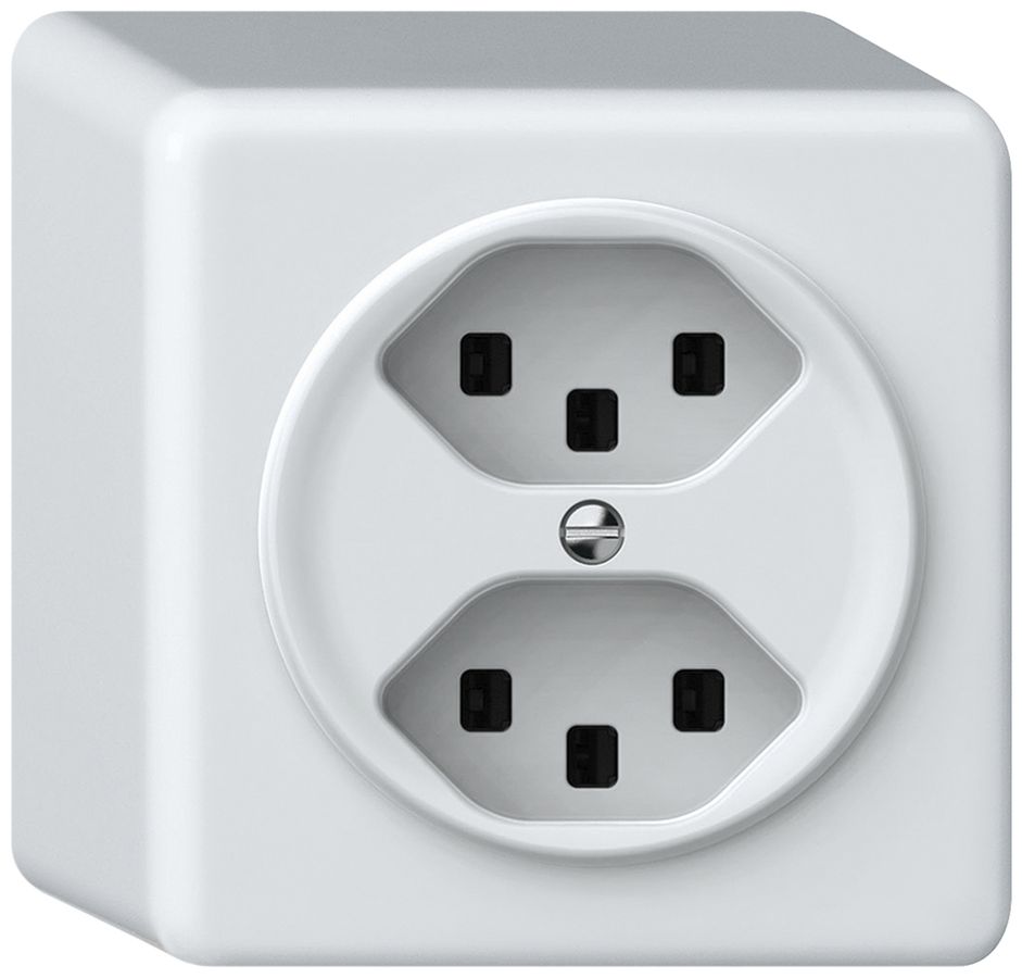 AP-Steckdose origin 2×Typ 23 16A 230V 88×88×54mm weiss