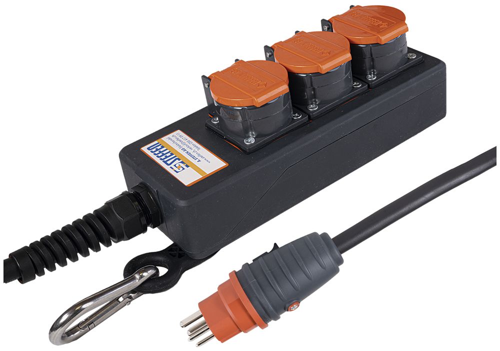 Steckdosenleiste Steffen PROFESSIONAL 3×T15 3m schwarz