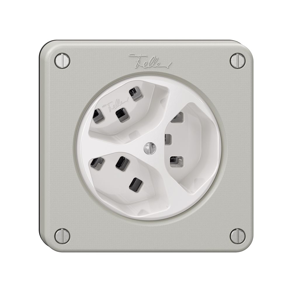 Steckdose NEVO, 3×T23, lichtgrau