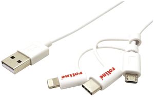 USB-Kabel ROLINE USB-A/Micro-B (USB-C/Lightning) (USB 2.0) 480Mbit/s weiss 1m