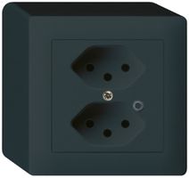 AP-Steckdose Hager kallysto 2×T13 beleuchtet Q schwarz