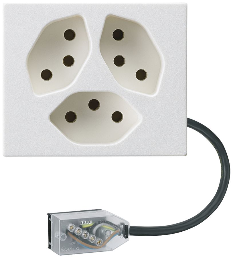 Prise INC FLF 3×type 13 L1 blanc pour câble plat Technofil