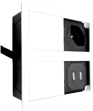 Prise ENC ou INC type 13 + 2×USB Karch VersaHIT, avec câble, blanc RAL 9010