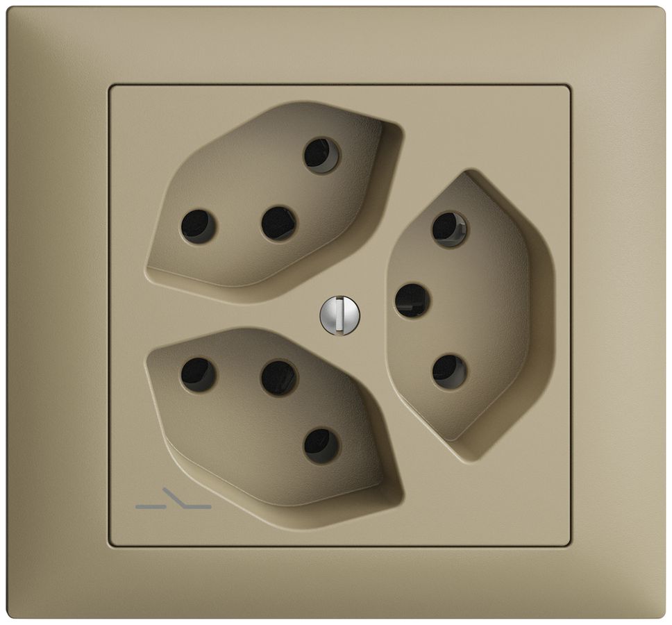 EB-Steckdose EDIZIOdue 3×T13 1×S sand