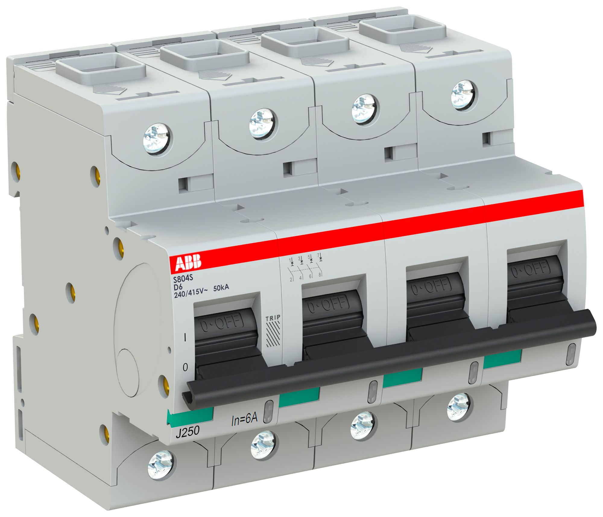 Leitungsschutzschalter ABB S804S-D6 4P 400V D-6A 50kA 6TE